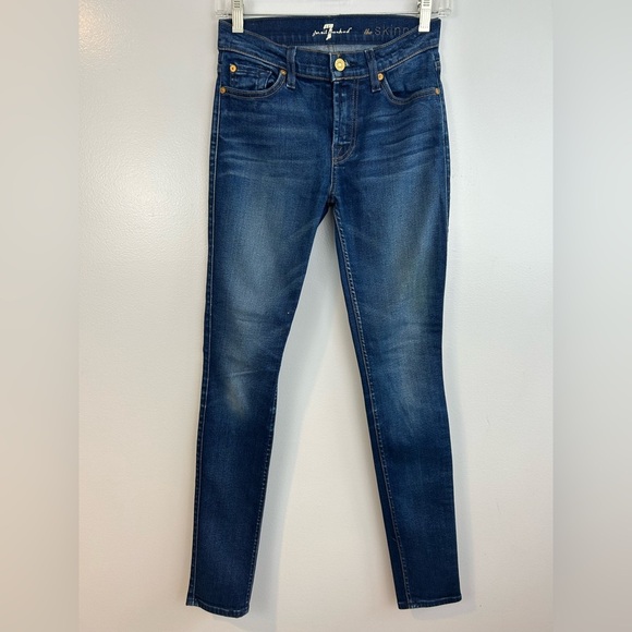 7 for All Mankind Skinny Blue Ankle Denim Jeans Size 25 - Picture 1 of 9